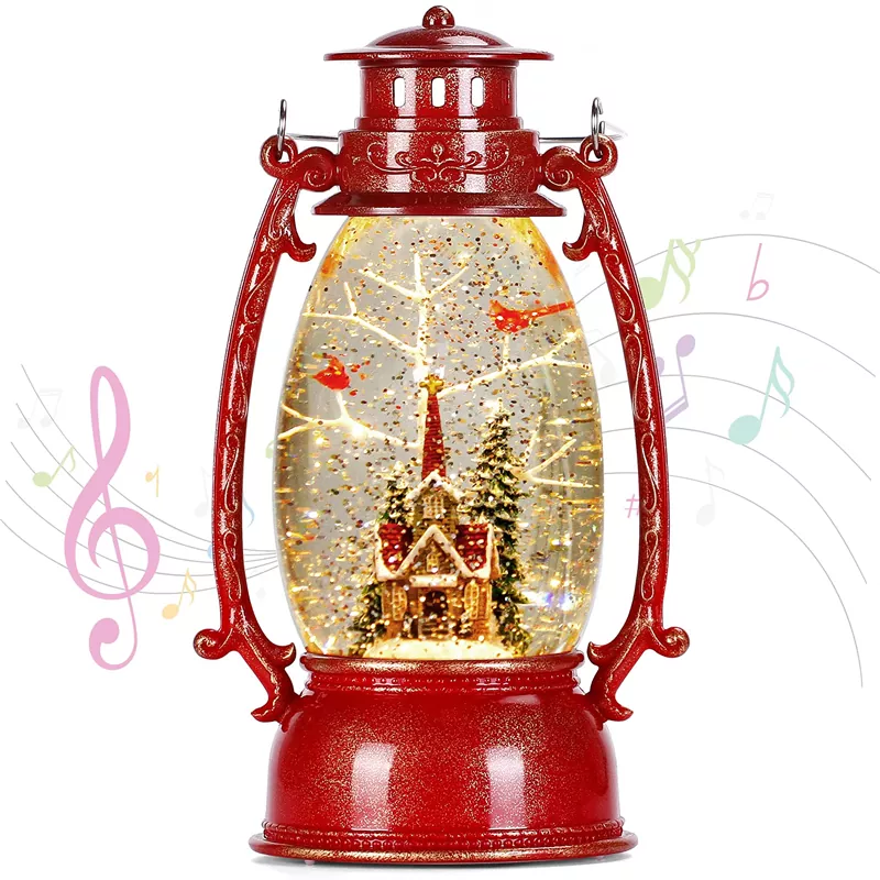 Natal Snow Globe Lantern Church