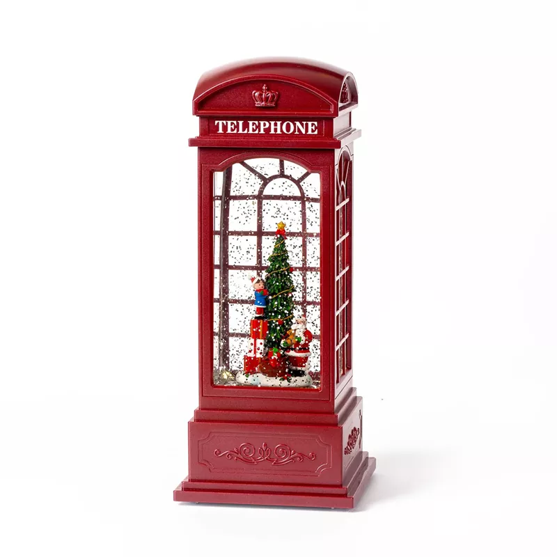 Natal Telephone Booth Salju Globe Lantern